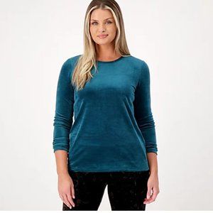 Susan Graver Weekend Ribbed Velour Longsleeve Scoopneck top